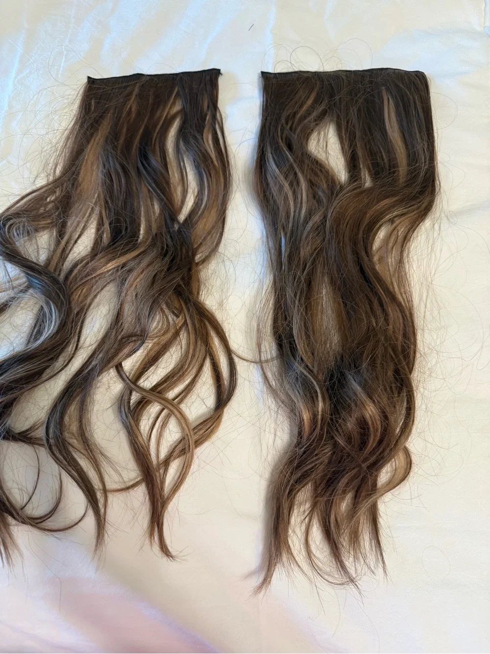 Weft Hair Extensions 20 Inch Balayage Brown with  Blonde 6 pieces